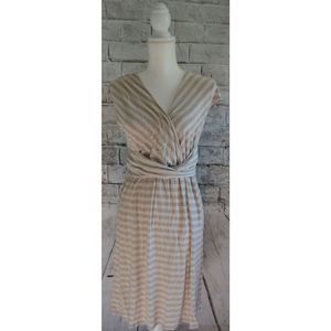 Merona Brown Tan Striped Sleeveless Pullover Dress Women's Size Medium